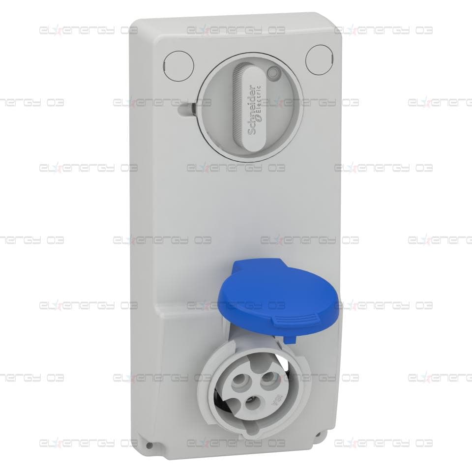Индустриален контакт с блокировка, Mureva PK, монтаж в табло, 16A, 2P+E, 220V, IP44