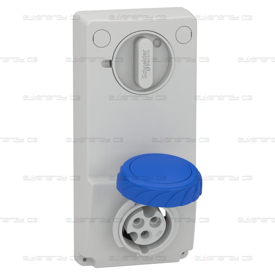 Индустриален контакт с блокировка, Mureva PK, монтаж в табло, 16A, 2P+E, 220V, IP65