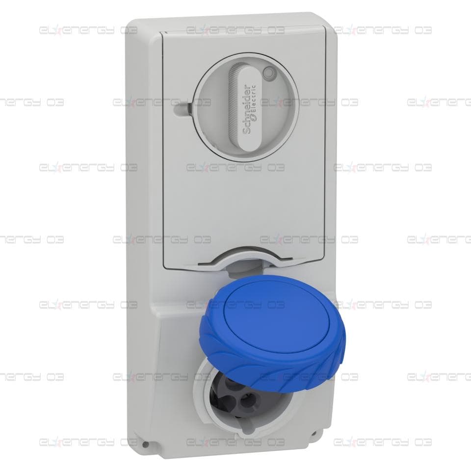 Индустриален контакт с блокировка, Mureva PK, монтаж в табло, 16A, 2P+E, 220V, IP65