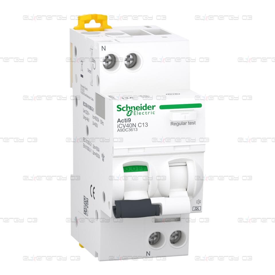 Комбинирана дефектнотокова защита (RCBO), Acti9 iCV40N, 1P+N, 13A, C крива, 6000A, A тип, 30mA