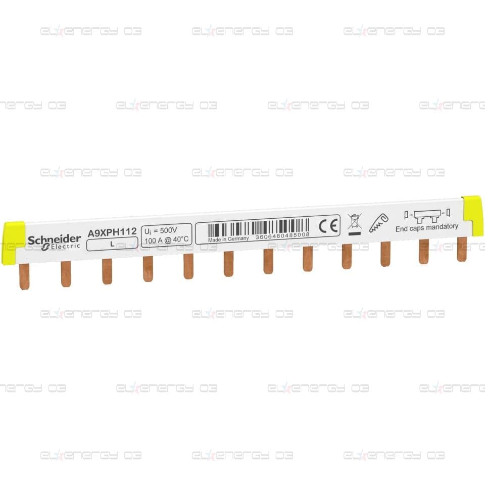 Acti 9 - захранваща шина - 1L - 18 mm щифт - 12 модули - 100A
