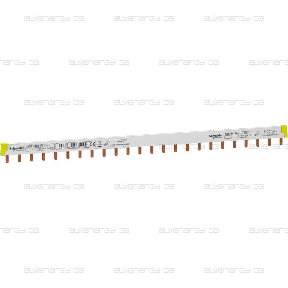 Acti 9 - захранваща шина - 1L - 18 mm щифт - 24 модули - 100A