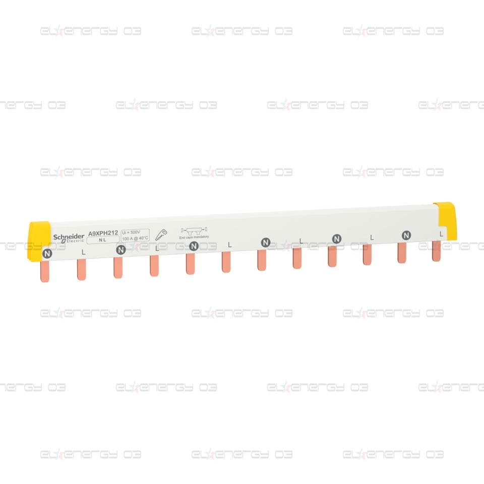 Acti 9 - захранваща шина - 1L+N - 18 mm щифт - 12 модули - 100 A