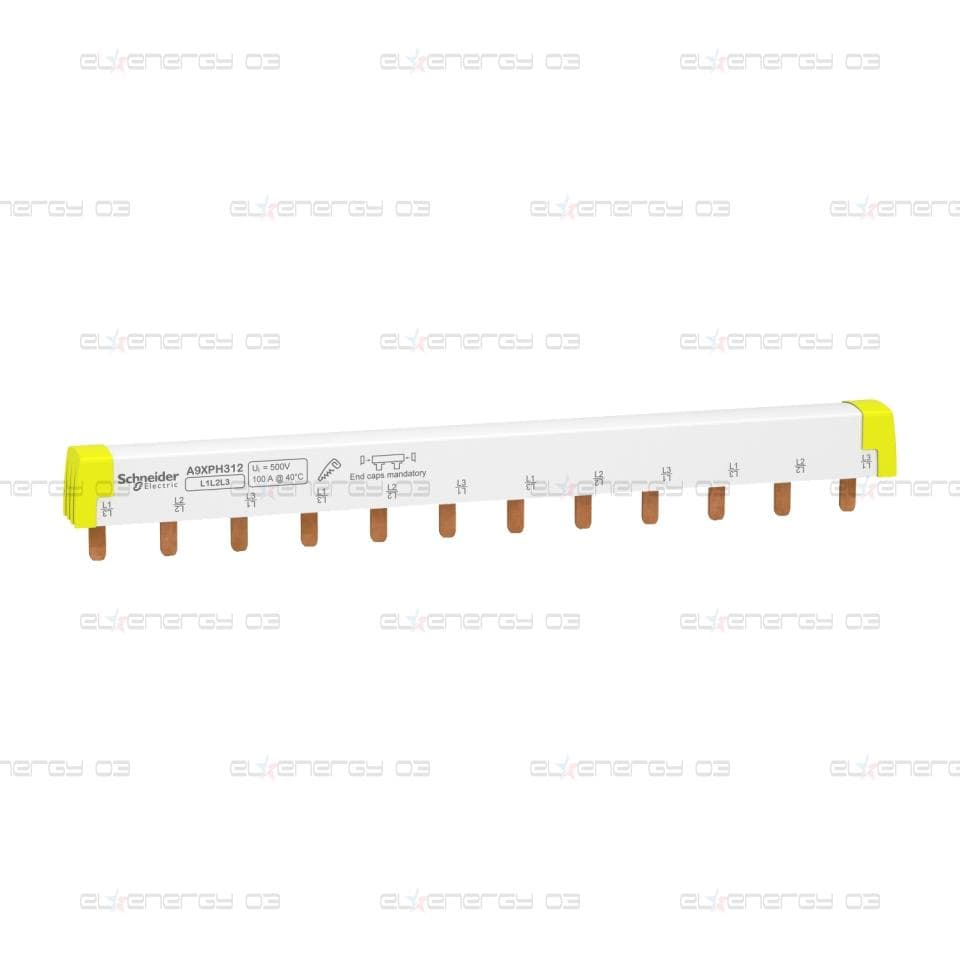 Acti 9 - захранваща шина - 3L - 18 mm щифт - 12 модули - 100A