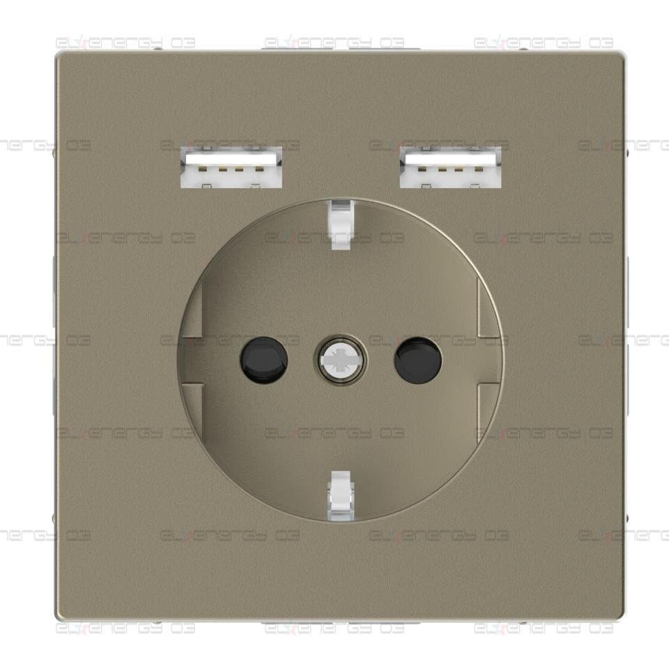 Контакт Шуко + USB зарядно- 2.4A 16A - сахара, System Design