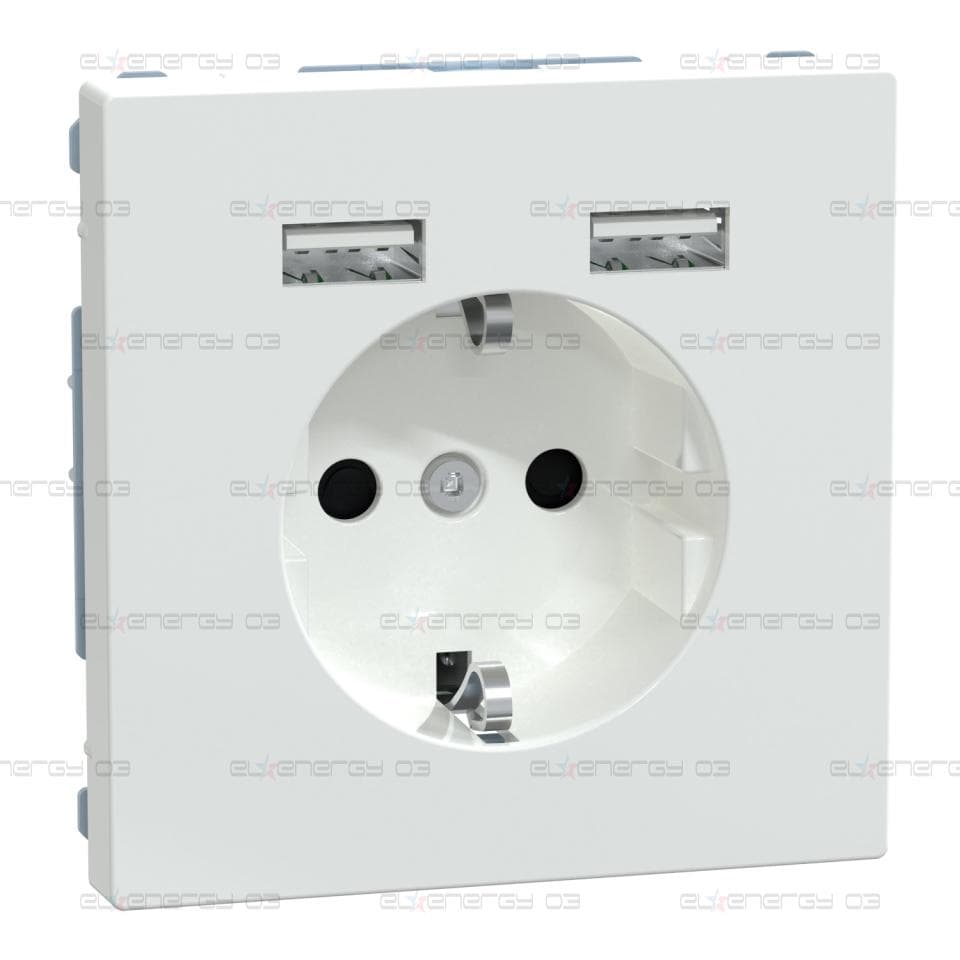 Контакт Шуко + USB зарядно- 2.4A 16A - лотус бял, System Design