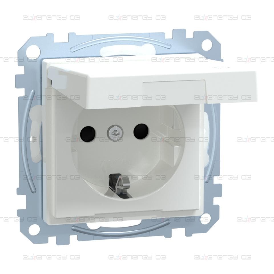 Контакт Шуко с капак, +ICP+ST+HL IP44 TPb, активно бяло, System M