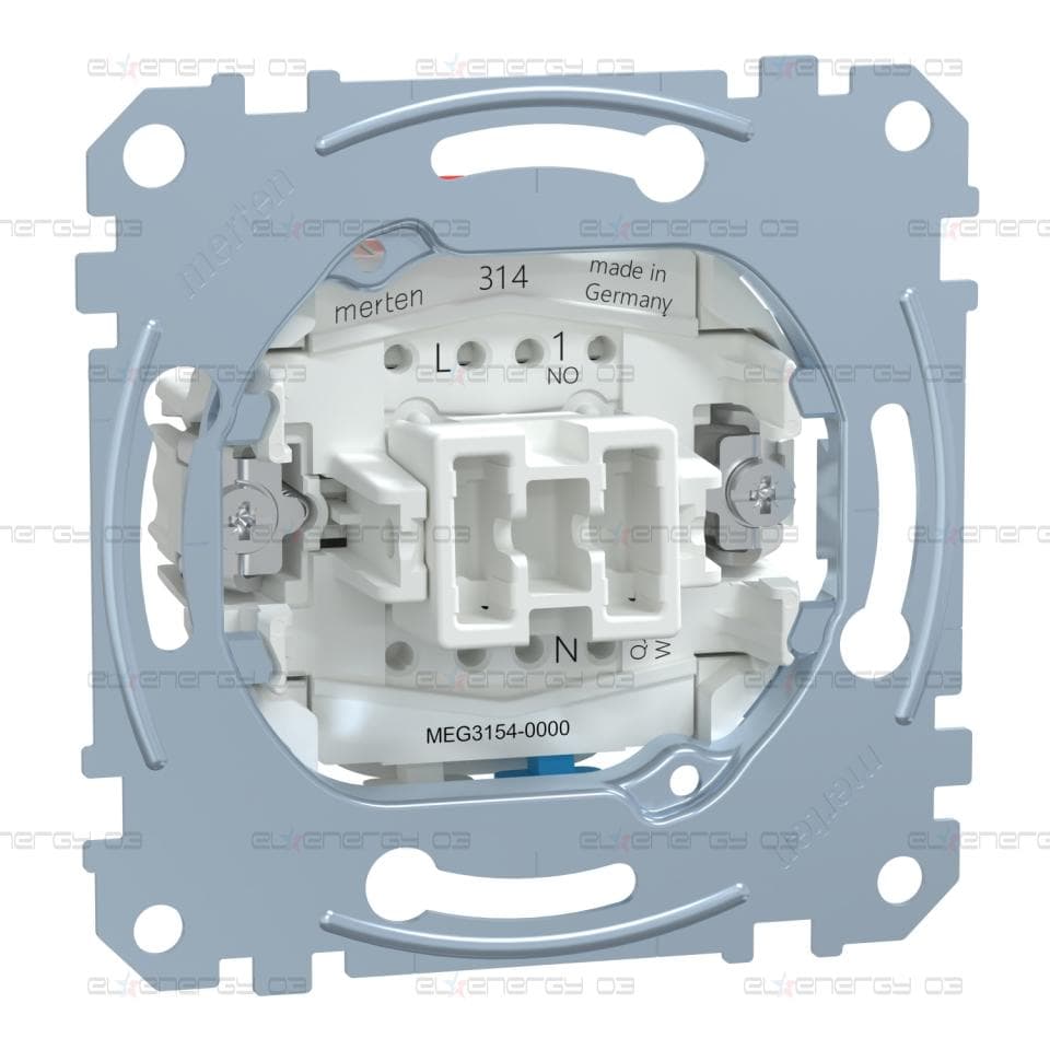 Бутон, make contact, 10 A, AC 250 V, безвинтов монтаж, Merten