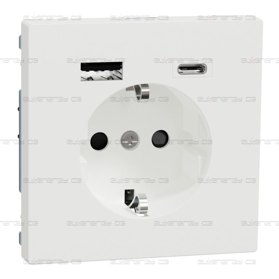 Контакт Шуко + USB зарядно тип A+C 3A TPb, бял мат, System Design
