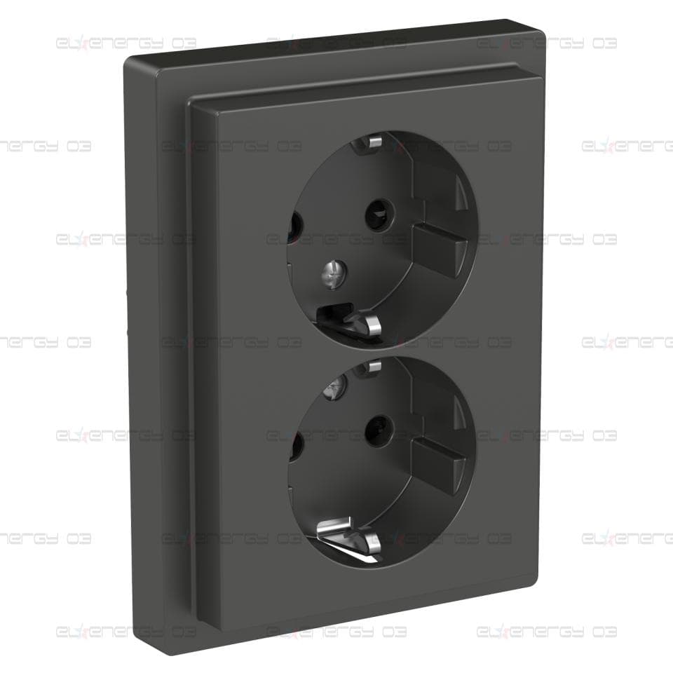 Двоен контакт, Merten System Design, цялостен продукт, 2P + E, 16A, Schuko, безвинтови клеми, антрацит