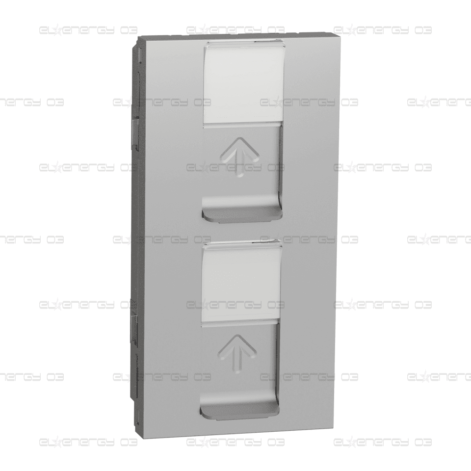 Капачка за New unica, 2xRJ45, SOne, 45x90, прав, със защита, алуминий