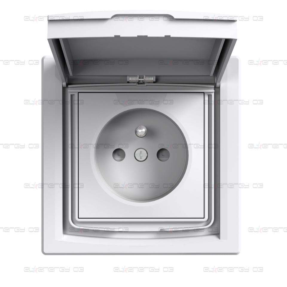 Френски контакт със Защита и капак 16A, IP44, бял