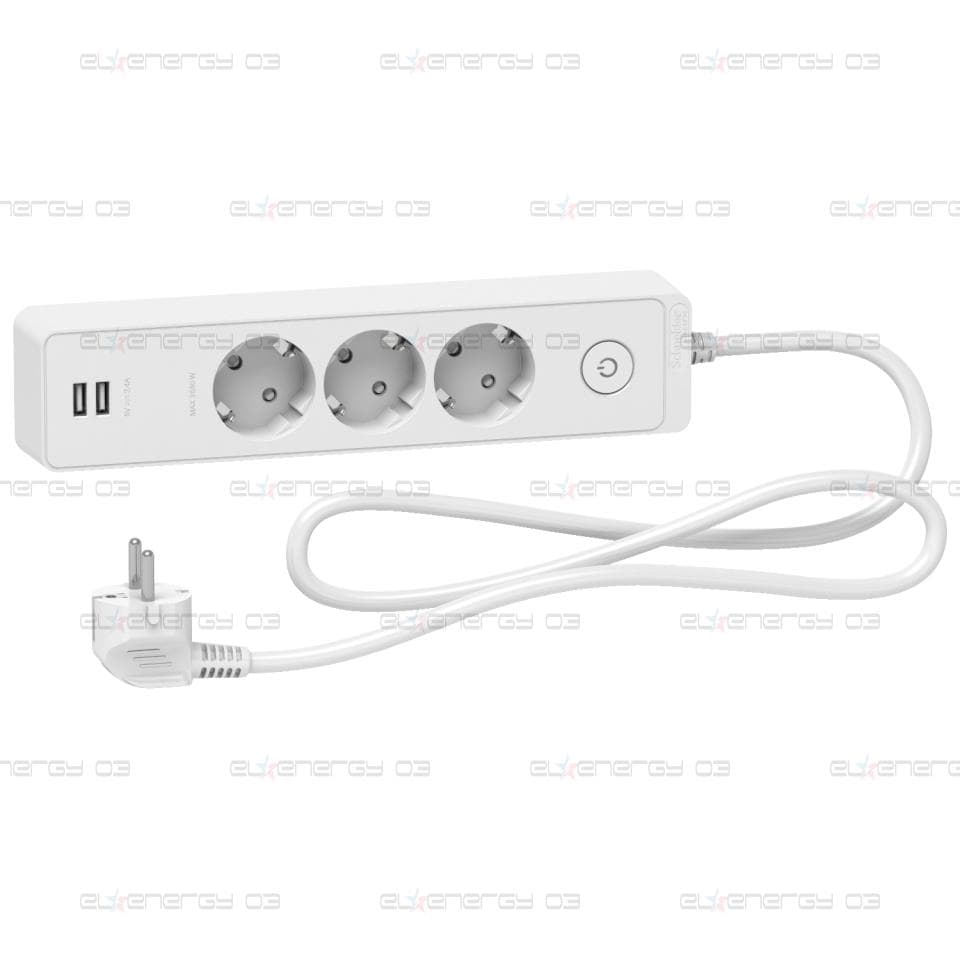 Unica разклонител шуко - 3 гнезда - с USB порт - бял