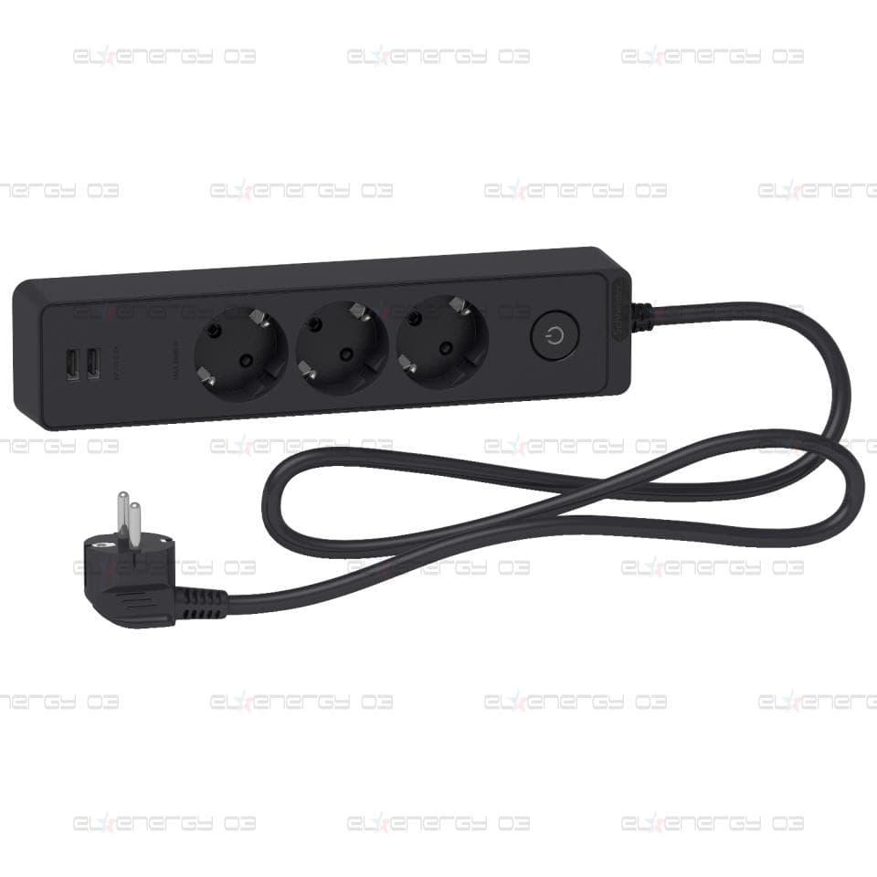 Разклонител 3 Гнезда & 2 USB 1.5M Антрацит