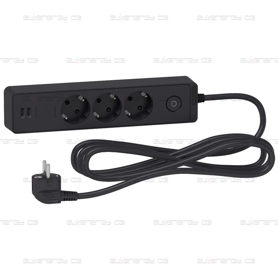 Разклонител 3 Гнезда & 2 USB 3M Антрацит