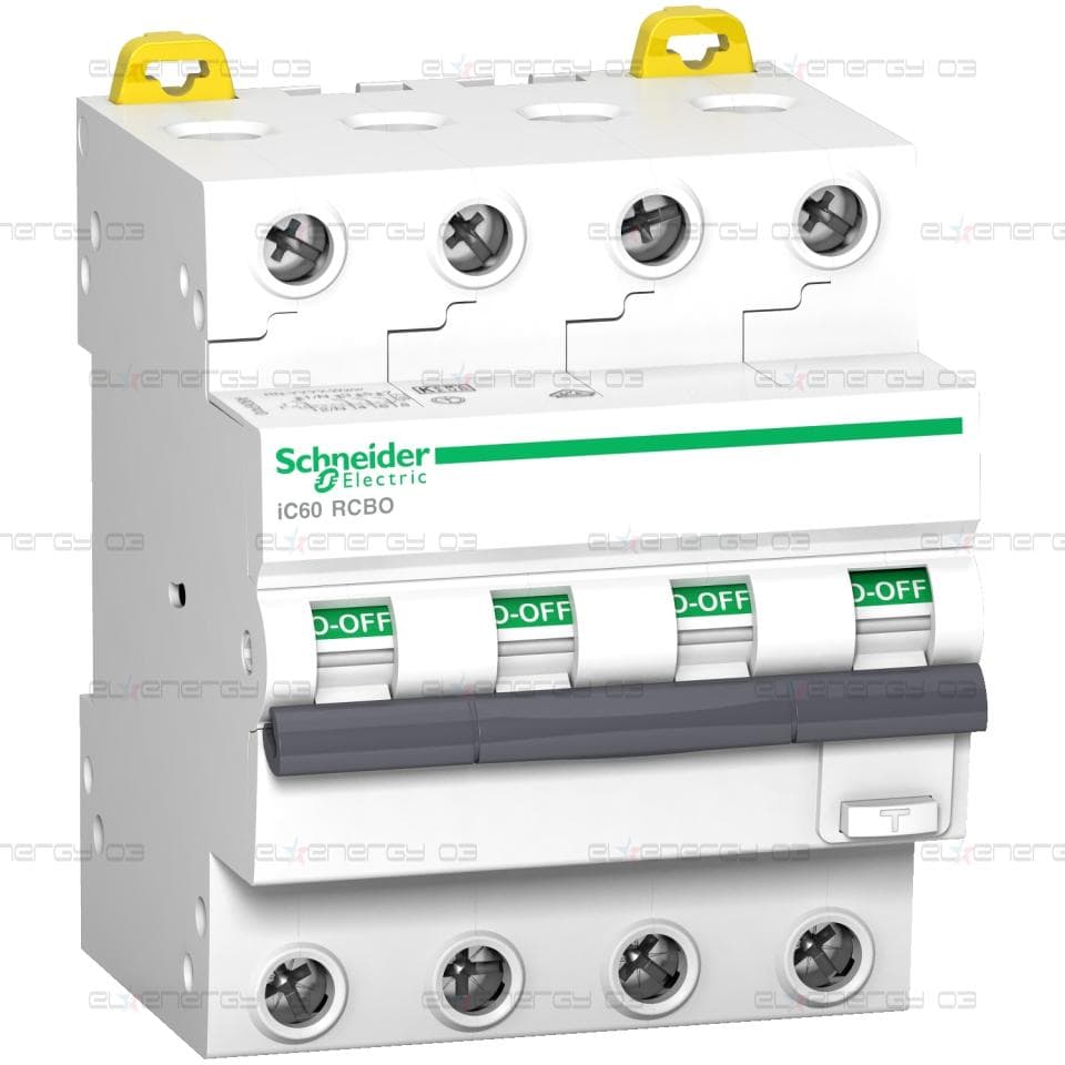 Residual current breaker with overcurrent protection (RCBO), Acti9 iC60, 4P, 32A, B curve, 6000A/6kA, A type, 30mA
