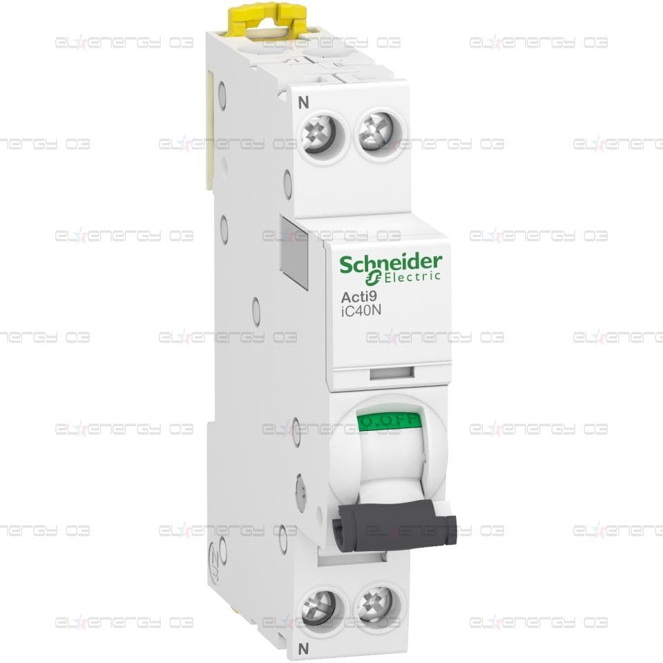 Миниатюрен прекъсвач (MCB), Acti9 iC40N, 1P+N, 6A, D крива, 6000A (IEC/EN 60898-1), 10kA (IEC/EN 60947-2)