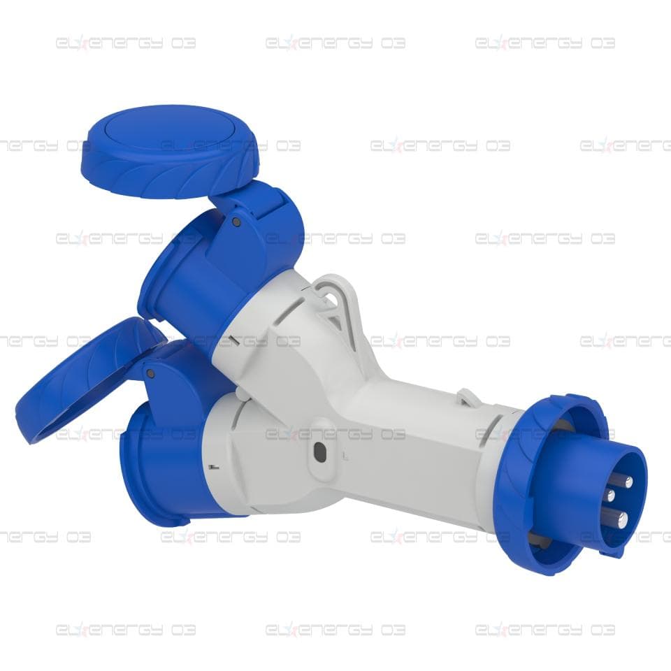 Индустриален разклонител - 2 контактни излаза - 16 A - 2P+E - 220V AC - IP67