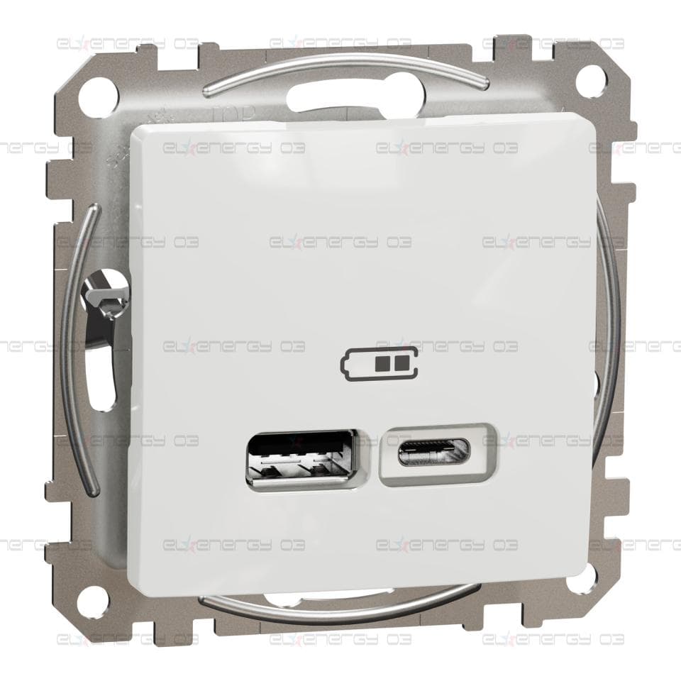 USB зарядно A+C, 2,4A, бял