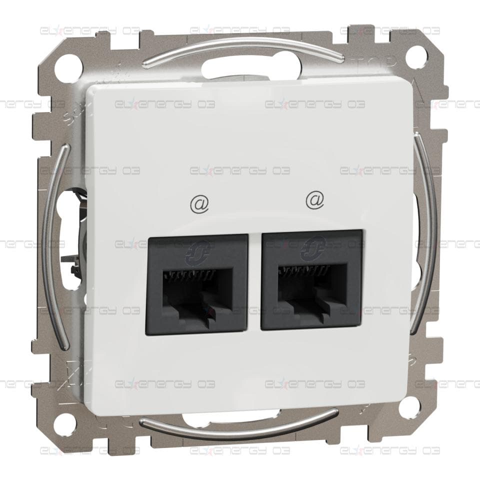 Двоен изход за данни CAT 5E UTP, Sedna, RJ45, бял