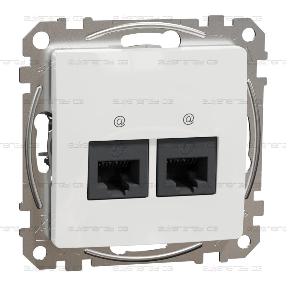 Двоен изход за данни CAT 6 UTP, RJ45, 40мм, бял