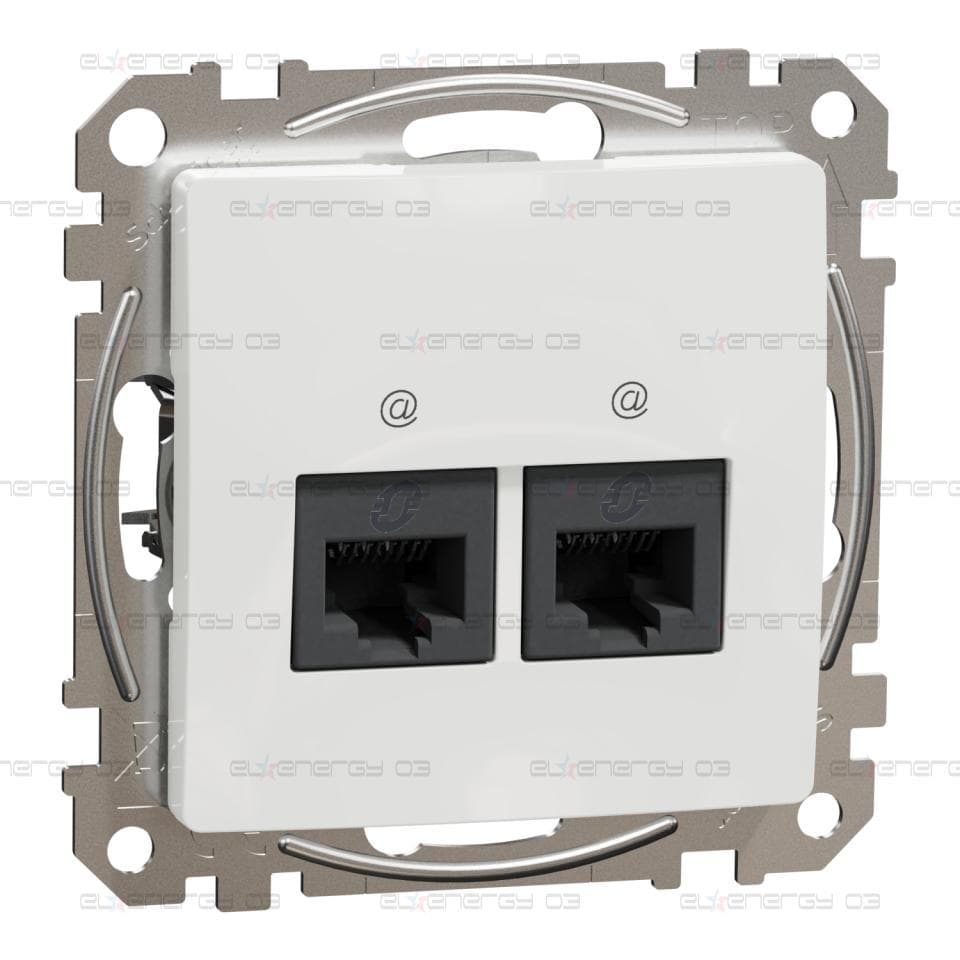 Двоен изход за данни CAT 6 UTP, RJ45, 45мм, бял