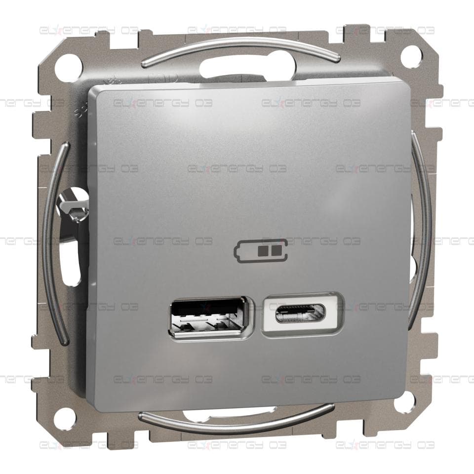 USB зарядно A+C, 2,4A, алуминий