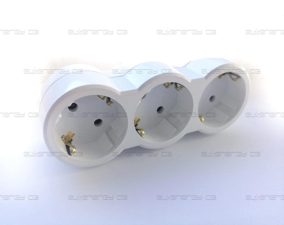 Троен адаптор прав 16А бял 220V