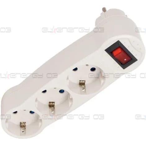 Троен адаптер, 2P+T, 16A, 250V, с ключ, Бял