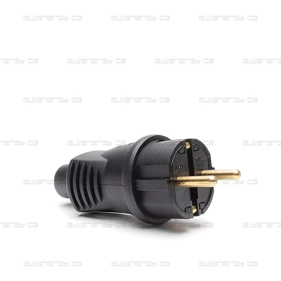 Щепсел монофазен, Гумен, IP44, 250V, 16А, Черен