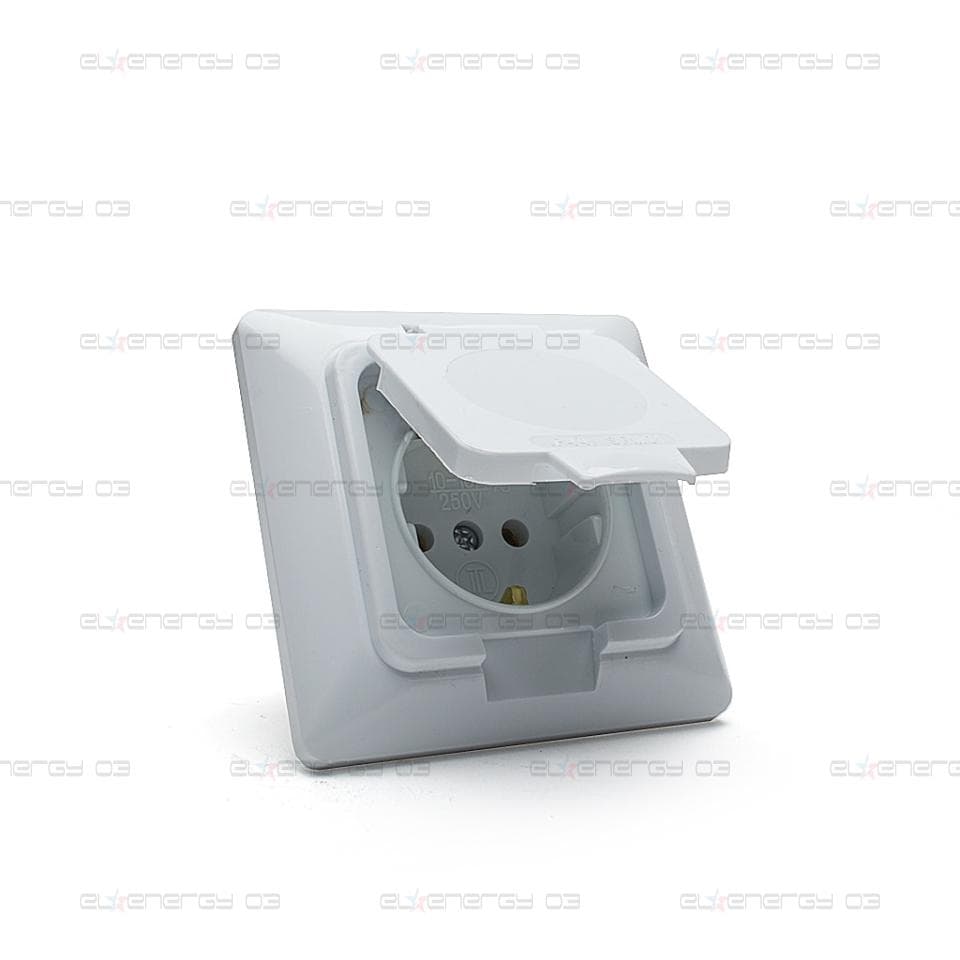 Противовлажен контакт за скрит монтаж, Единичен, 16А, 230V, IP44, Бял