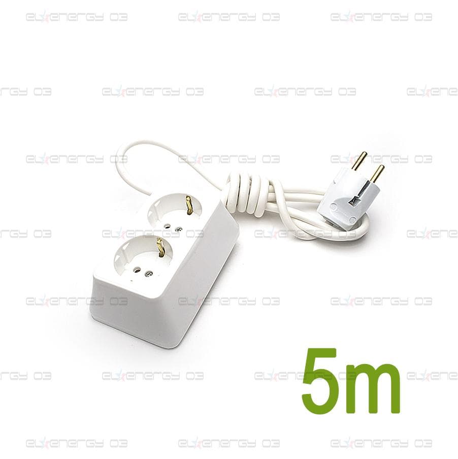Разклонител – Двоен 5м Бял / 3х1.5мм2/ 16А / 250V