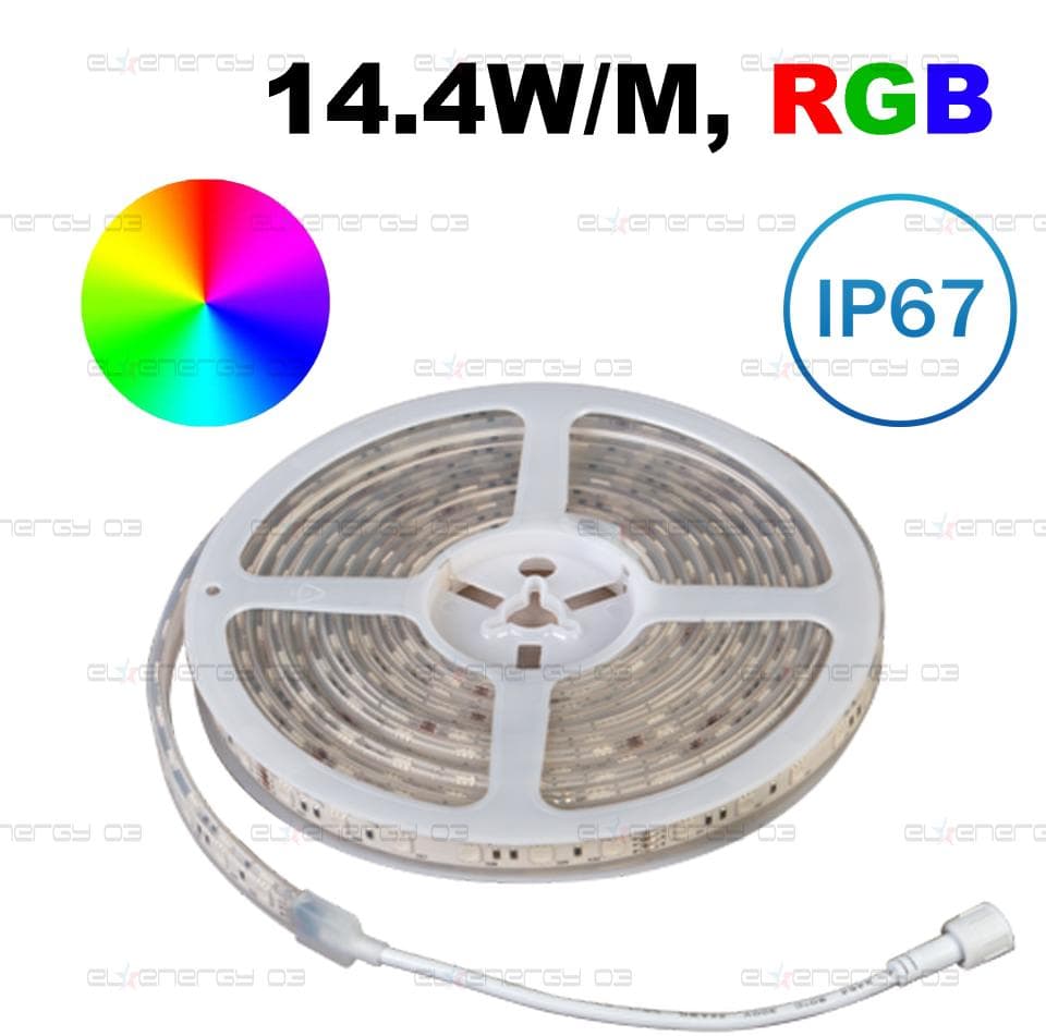 Професионална LED лента 14.4W/m, 5м, RGB, 24V DC, Водоустойчива IP67, 60 LEDs/m, 120°, SMD 5050