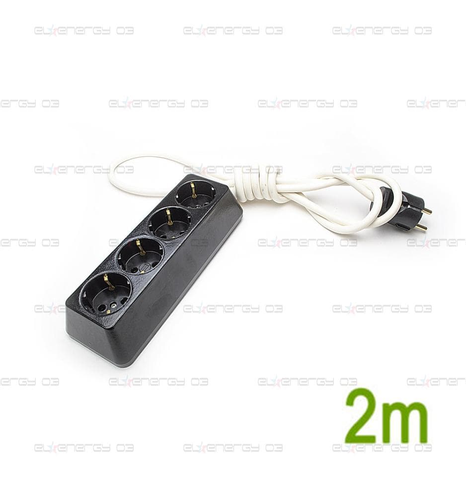 Разклонител – Четворен, Черен, 2м /3х1.5мм2 / 16А / 250V