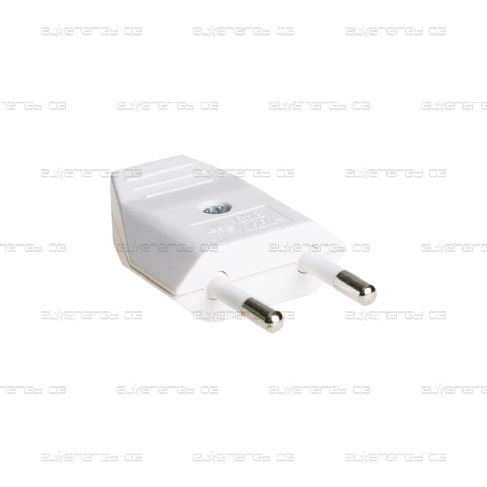 Щепсел,Двуполюсен 2P, 10A, 250V, Плосък, SOLERA, Бял
