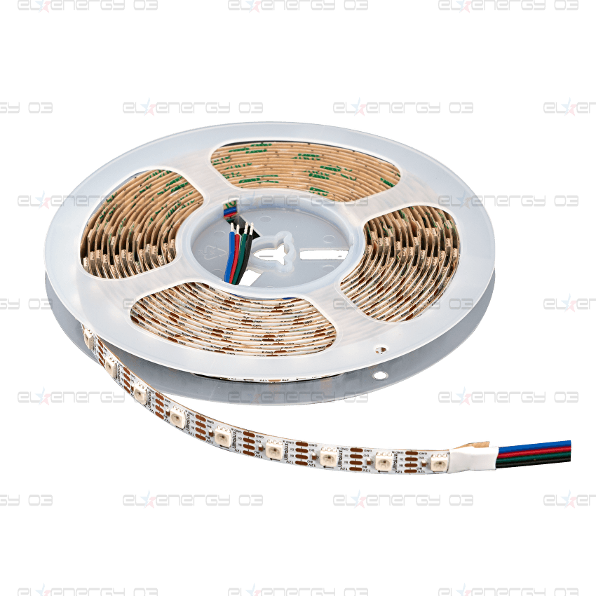 ДИГИТАЛНА RGB LED ЛЕНТА, 25.8W/M (0,43W/PIXEL), IC WS2815B, 12V DC, 60 PIXELS/M (60 LED/M), IP20, 5M