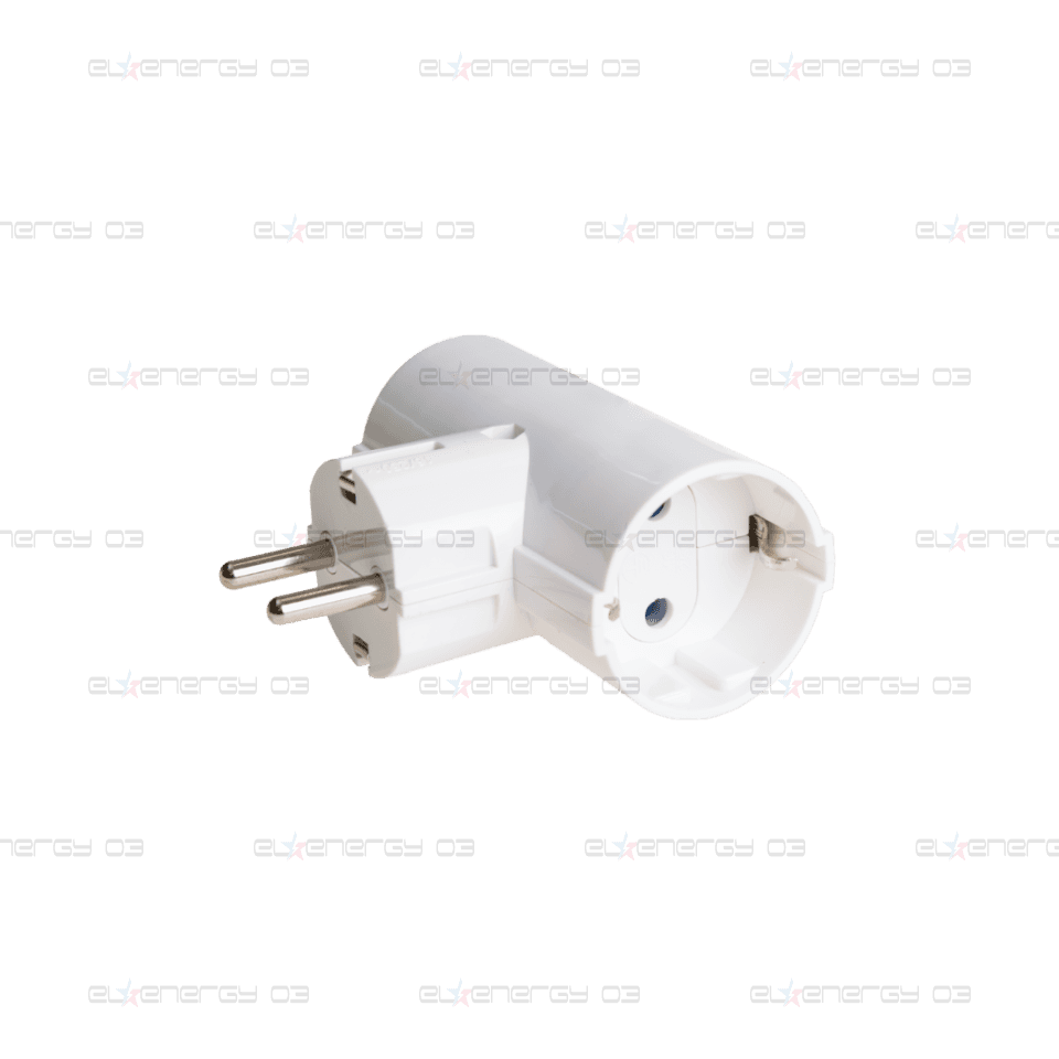 Адаптер, двоен контакт 2P+E, 16A, 250V~, Бял цвят.
