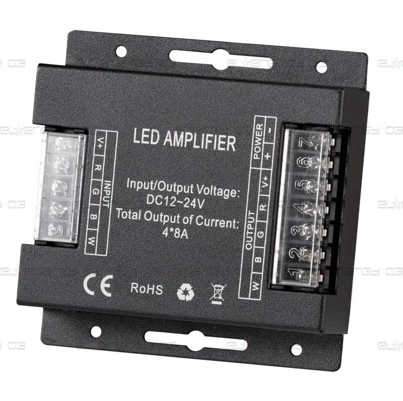 Усилвател за RGBW LED лента 384W(12V) 768W(24V), 12-24V DC, 4х8А