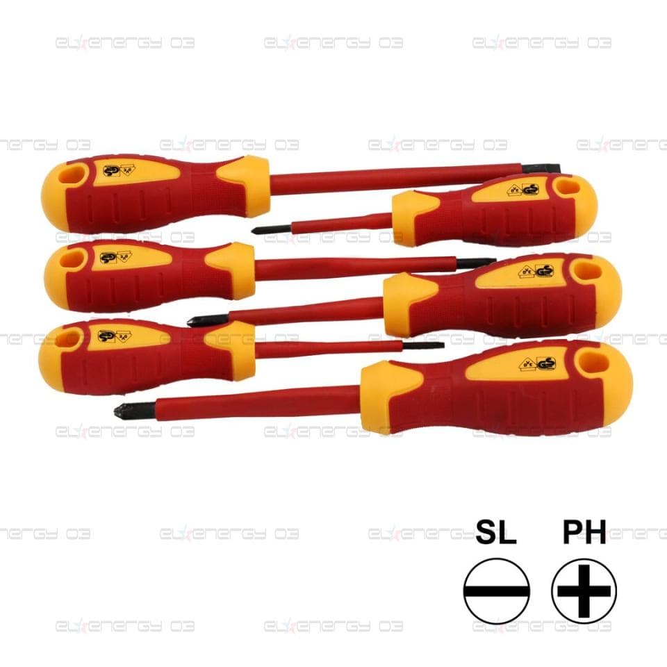 Комплект с 6 бр. отвертки VDE 1000V – 3х шлиц и 3х PH, Commel
