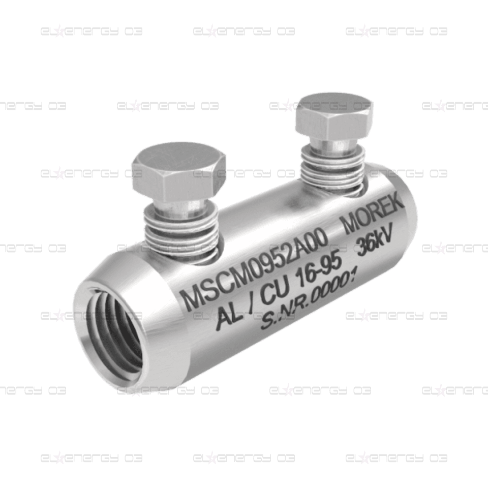 Кабелен съединител алуминиев покалаен Al/Cu 16-95mm² 36kV MSCM95 2x късащ се болт M12 MOREK