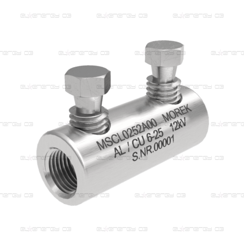 Кабелен съединител алуминиев покалаен Al/Cu 6-25mm² 12kV MSCL25 2x късащ се болт M8 MOREK