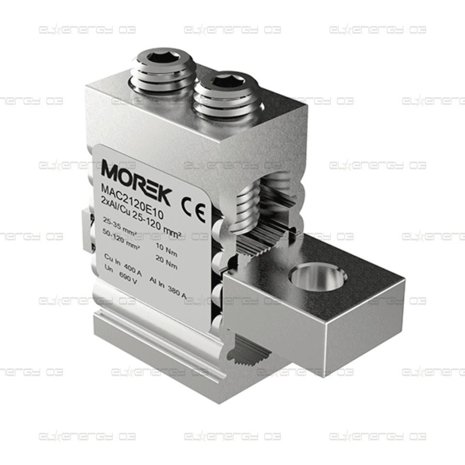 Неизолиран конектор към устройство OT120-2 2xAl/Cu 25-120 mm² h74mm 400A 690V MOREK