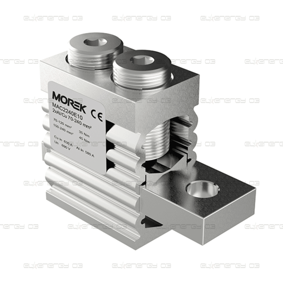 Неизолиран конектор към устройство OT240-2 2xAl/Cu 70-240 mm² h99mm 630A 690V MOREK