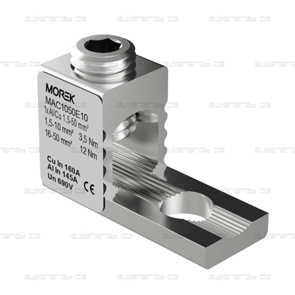 Неизолиран конектор към устройство OT50 1xAl/Cu 1,5-50 mm² h22mm 160A 690V MOREK