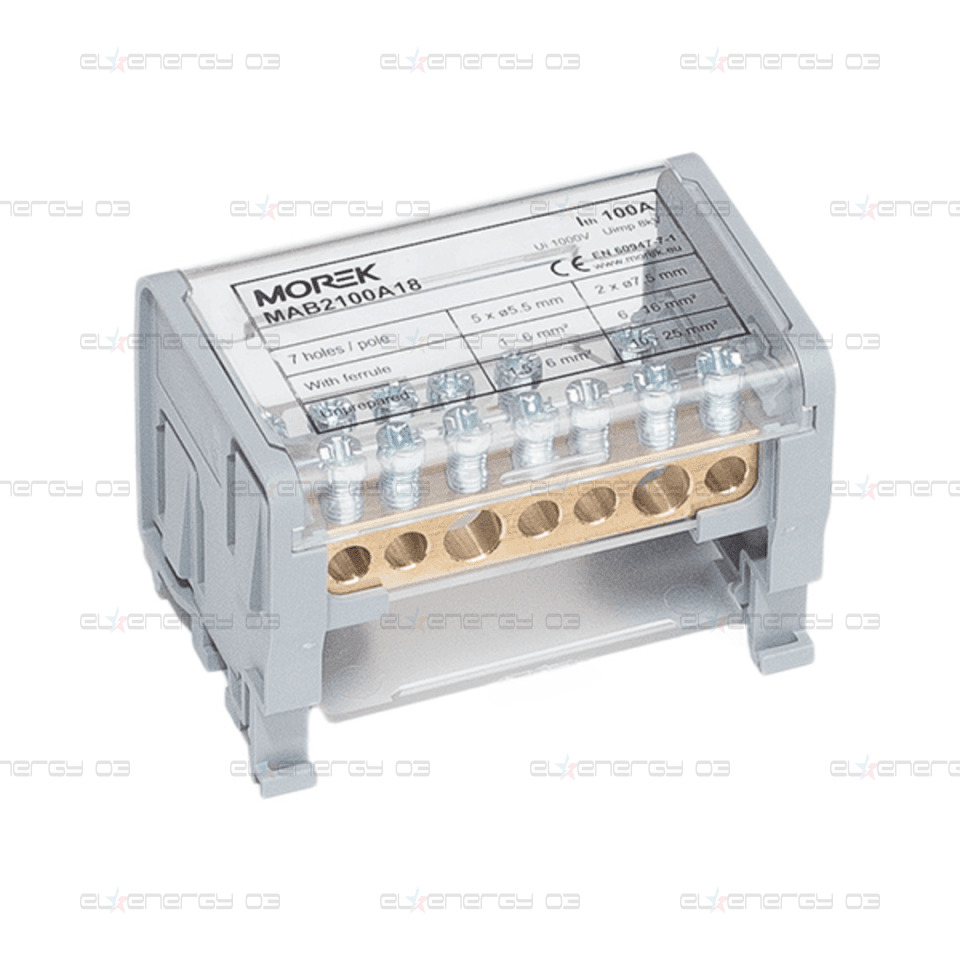 Разпределителен клемен блок Moblock 2P 100A-7 2×25 + 5x6mm² MOREK