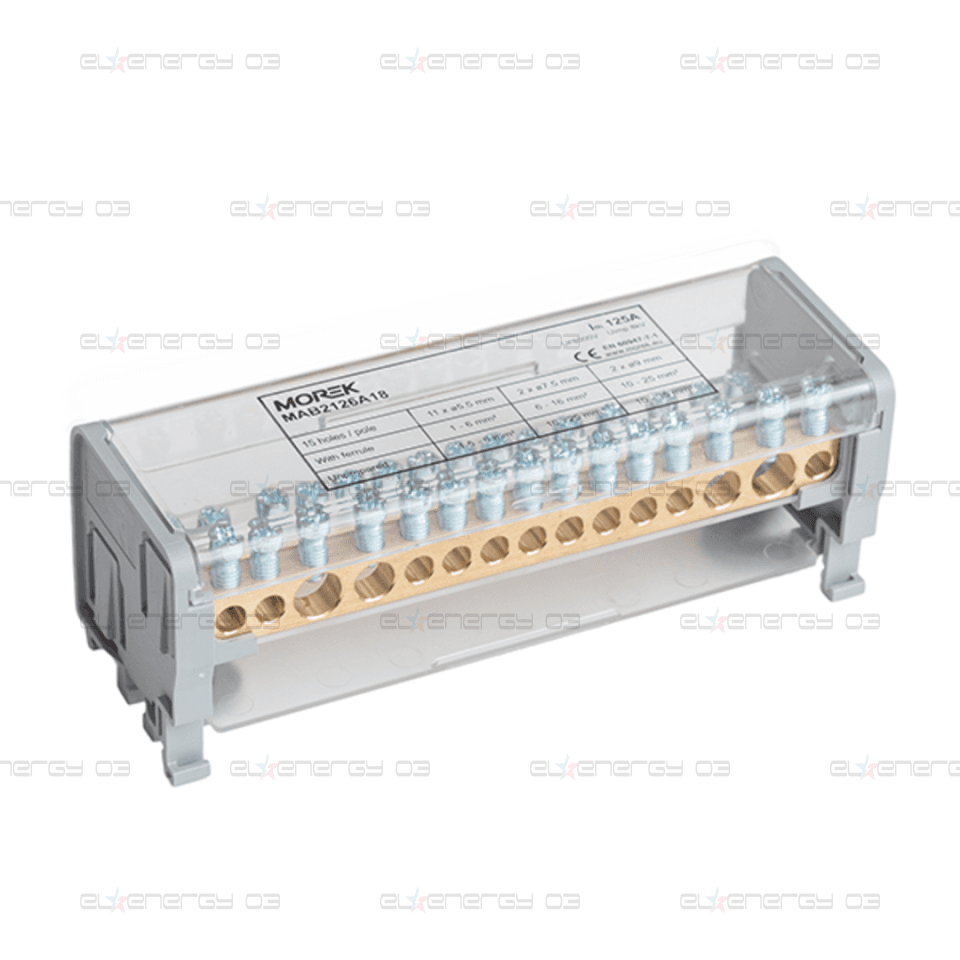 Разпределителен клемен блок Moblock 2P 125A-15 2×35 + 2×25 + 11x6mm² MOREK