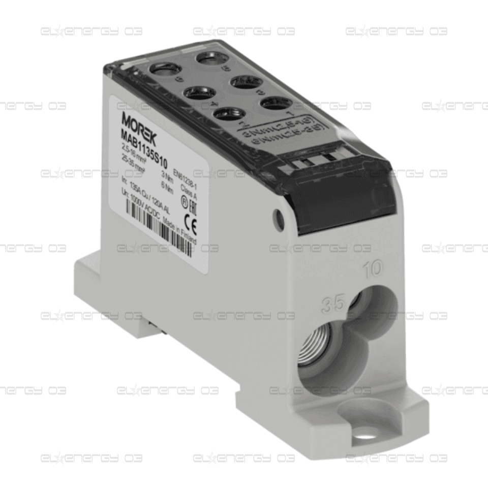 Разпределителен клемен блок СИВ 1P 135A OJL135A вх. Al/Cu 1×10/1×35 изх. 2×10/4x16mm² MOREK