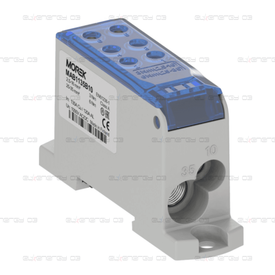 Разпределителен клемен блок СИН 1P 135A OJL135A вх. Al/Cu 1×10/1×35 изх. 2×10/4x16mm² MOREK