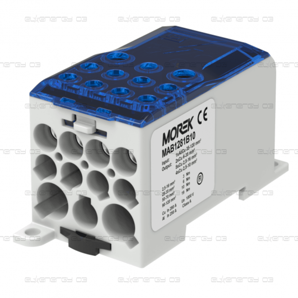 Разпределителен клемен блок СИН 1P 280A OJL280A вх. Al/Cu 1×120 изх. 2×35/5×16/4x10mm² MOREK