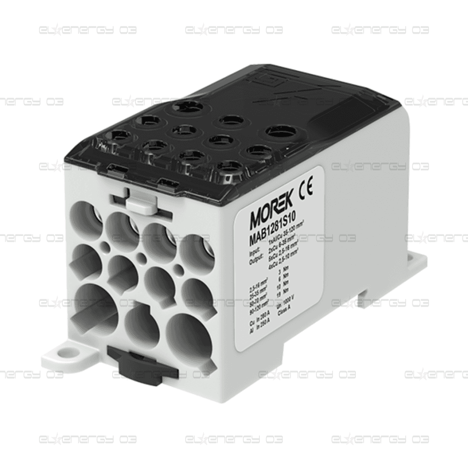 Разпределителен клемен блок СИВ 1P 280A OJL280A вх. Al/Cu 1×120 изх. 2×35/5×16/4x10mm² MOREK